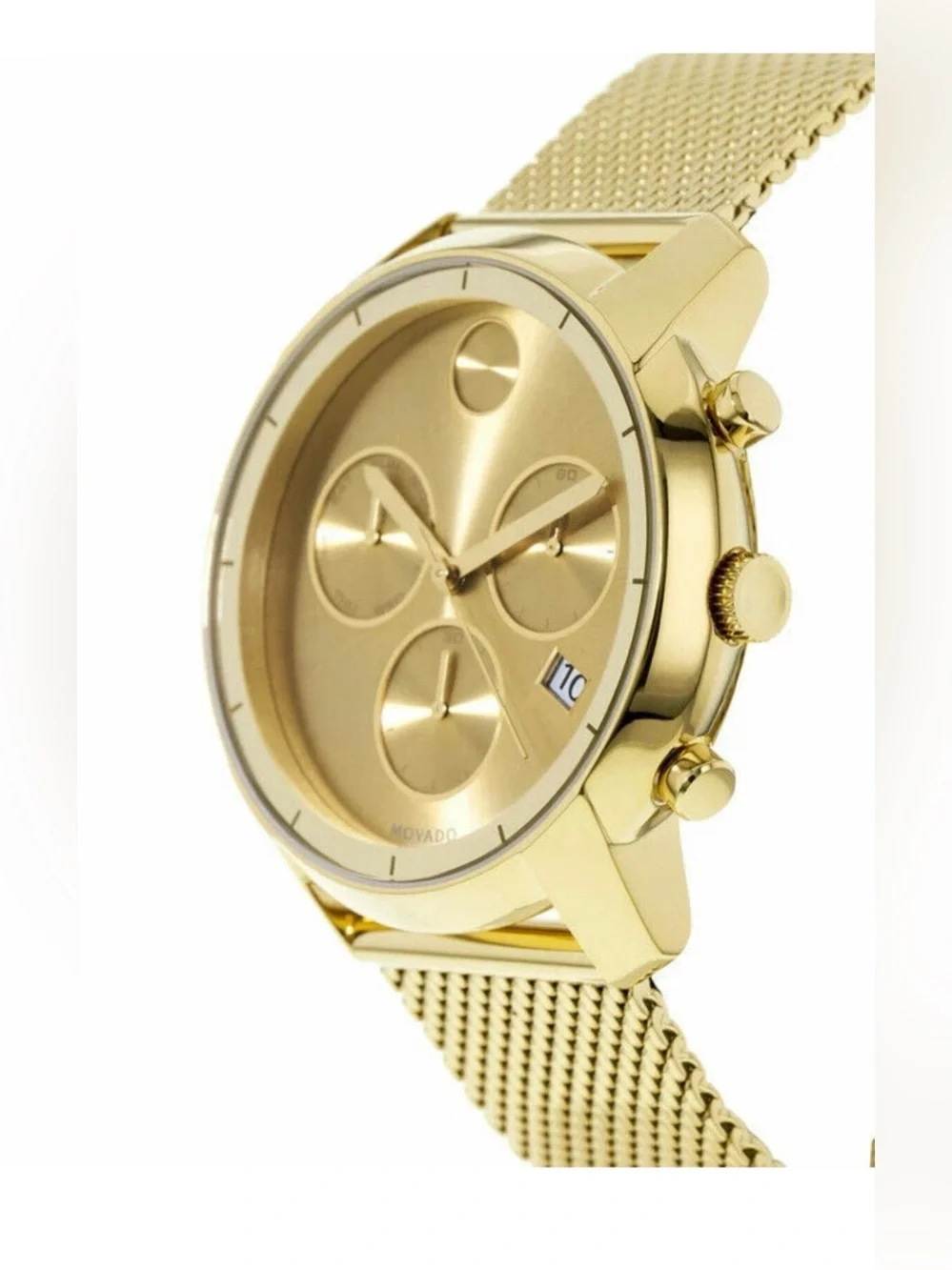 Movado Bold Men’s PVD Yellow Gold 44mm Mesh Band Watch 3600372